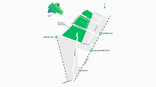Vorschaubild Lageplan des Cleantech Marzahn Business Park zum herunterladen